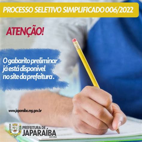 ATENÇÃO O GABARITO PRELIMINAR DO PROCESSO SELETIVO SIMPLIFICADO 006