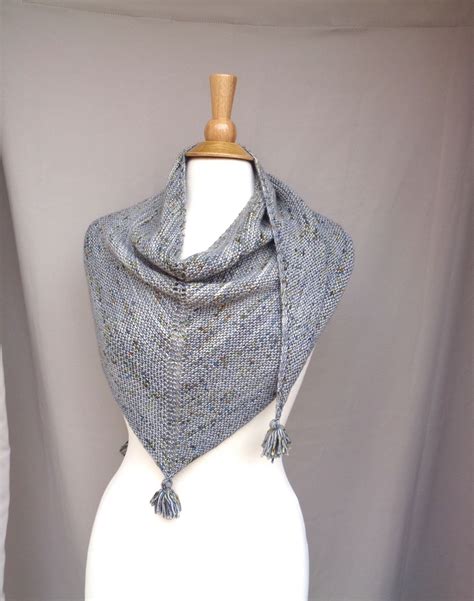 Triangle Scarf With Tassels Free Knitting Pattern Easy Knit Etsy