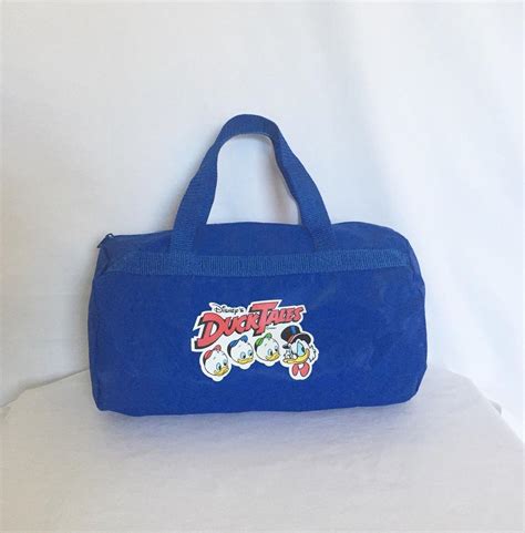 Vintage Disneys Ducktales Blue Vinyl Kids Duffle Bag Huey Dewey And