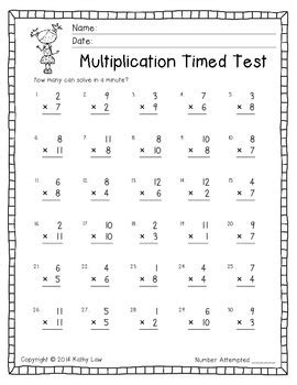 Timed Just Right Multiplication Division Fact Fluency By Kathy Law