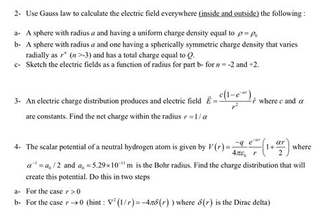 Solved 2 Use Gauss Law To Calculate The Electric Field