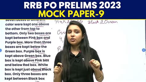 Complete Mock Test 9 Reasoning RRB PO Prelims 2023 Parul Gera