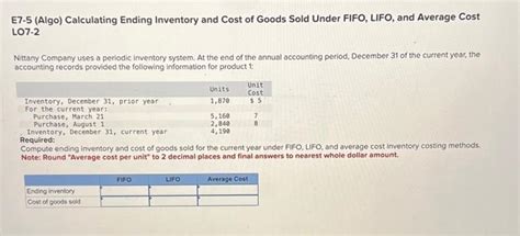 Solved E Algo Calculating Ending Inventory And Cost Of Chegg