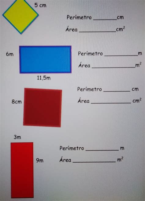 Per Metros Y Reas Cuadrado Rect Ngulo Tri Ngulo Calcula El Per Metro