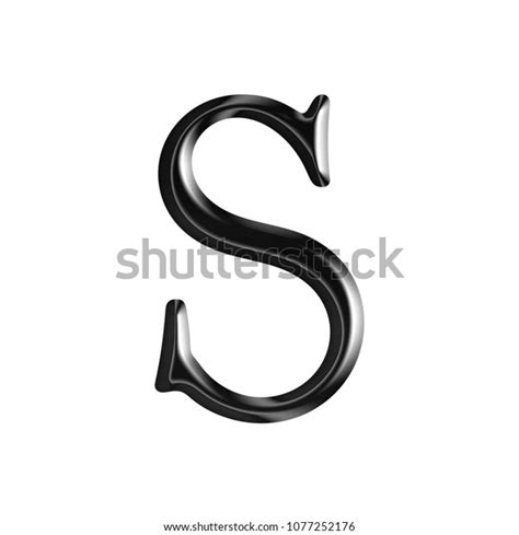 Glossy Modern Black Metallic Letter S Stock Illustration 1077252176