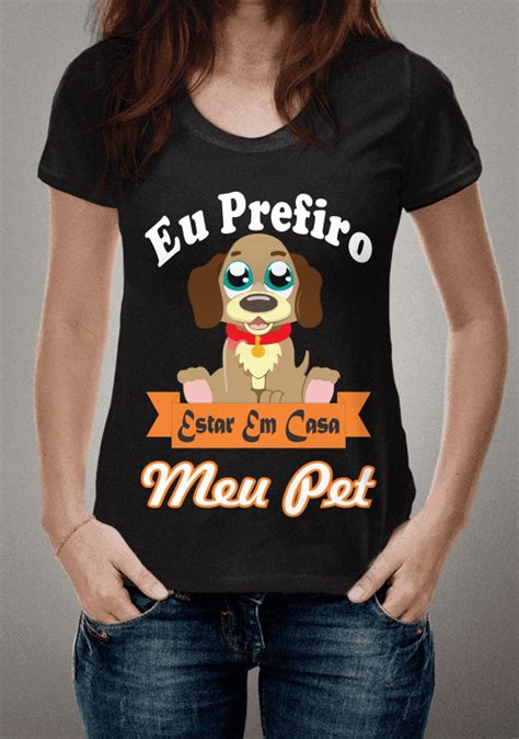 Baby Long Prime Camiseta Personalizada Cachorro Pet Prefiro Ficar Em