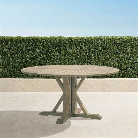 Frontgate Teak Farmhouse 60 Round Dining Table In Weathered Finish