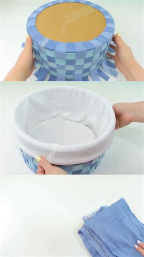 Old Jeans Diy Ideas Old Clothes Reuse Storage Box Made Of Old Jeans And