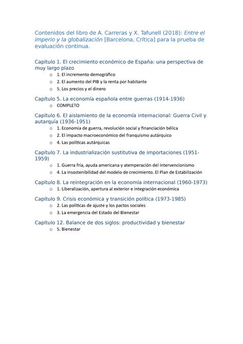 Contenidos Para El Examen Del Libro Contenidos Del Libro De A