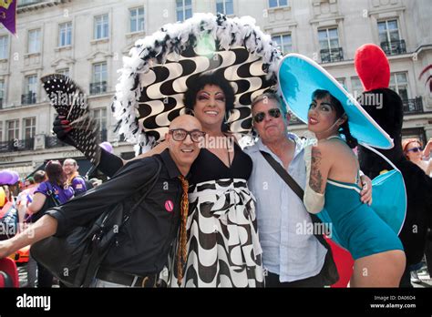 Participants On London Gay Pride March Pose For Photo Opportunity London Uk Stock Photo Alamy
