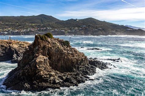 Photograph Of An Islet In La Bufadora Which Is A Marine Geyser In