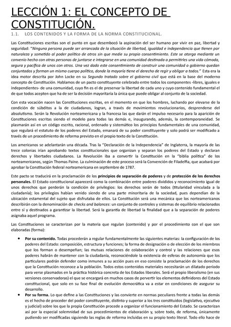 Derecho Constitucional Primer Cuatrimestre Lecci N El Concepto De