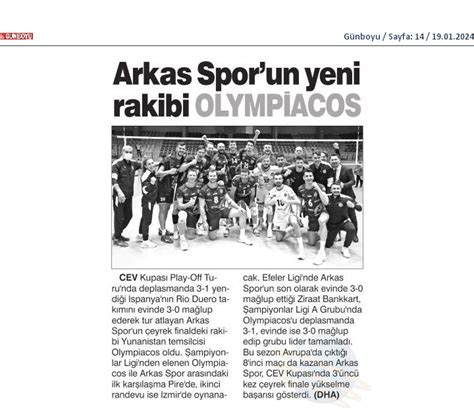 Arkas Sporun Yeni Rakibi Olympiacos Arkas Haber