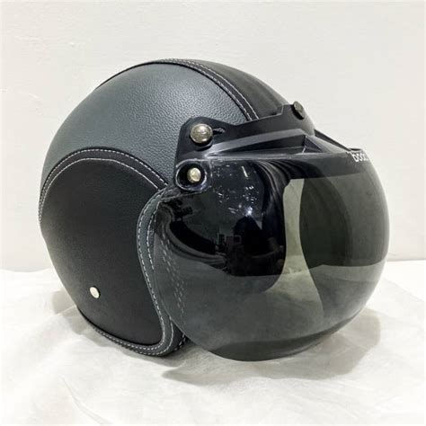 Jual Helm Bogo Retro Klasik Dewasa SNI Full Kulit Abuabu Hitam