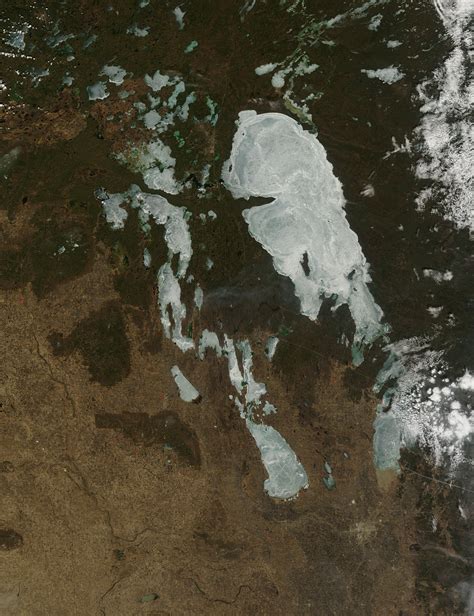 Frozen lakes in southern Manitoba