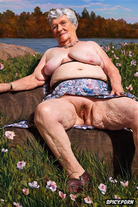 Image Of The Very Old Fat Grandmother Skirt Has Nude Pussy Under Her