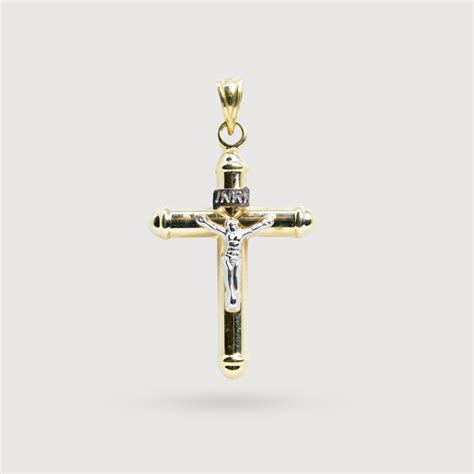 Small Jesus Inri Cross Pendant In 10k Gold Mens Gold Pendant