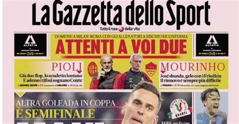 La Prima Pagina Della Gazzetta Dello Sport Zielinski S Allinter