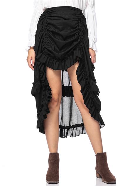 Womens Victorian Steampunk Gothic Pirate High Low Costume Skirt