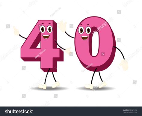 Number Thirty Forty Cartoon Vector Image Stock Vector Royalty Free