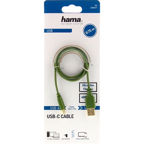 Cablu USB C Hama Flexi Slim USB 2 0 480 Mbit S Verde 0 75 M EMAG Ro