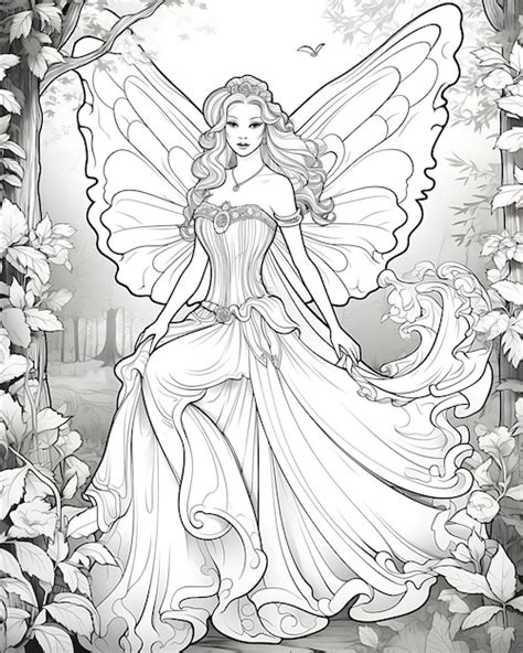 Premium Photo Printable Fairy Coloring Pages For Advertisement