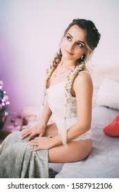 Sexy Girl Lingerie Two Pigtails On Foto Stok Shutterstock