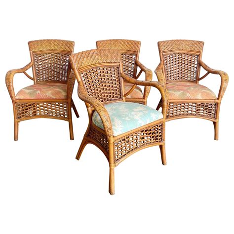 Vintage Boho Chic Bamboo Rattan And Wicker Dining Chairs At 1stdibs