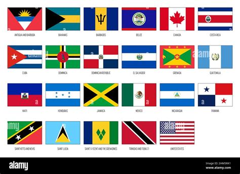 North and Central America vector national flag collection Stock Vector ...