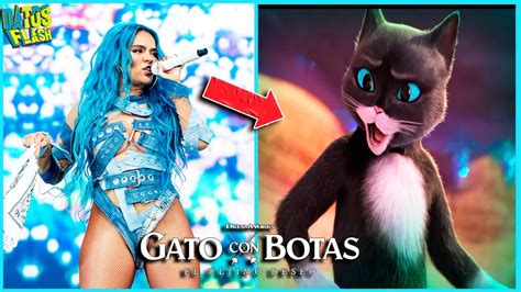 Las voces del GATO CON BOTAS 2 en ESPAÑOL Dreamworks Karol G YouTube