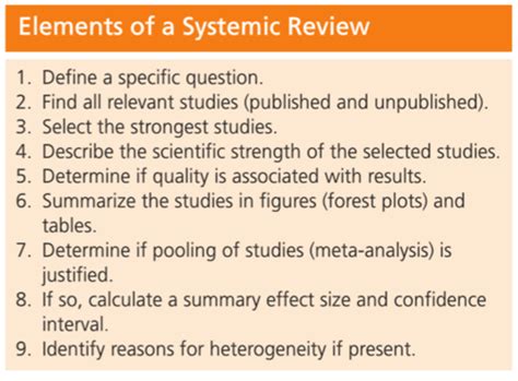 Lecture Systematic Reviews And Meta Analysis Flashcards Quizlet