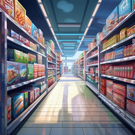 Premium Photo | A painting of a grocery store aisle