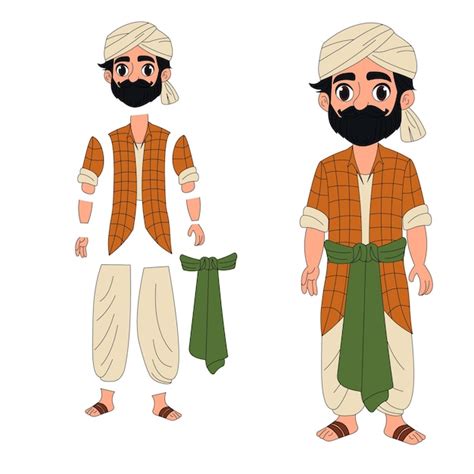 Premium Vector Indian Village Man Cartoon Illustration