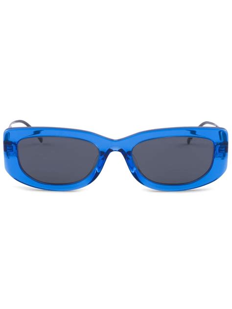 Prada Eyewear Symbole Rectangle Frame Sunglasses Blue Farfetch Uk