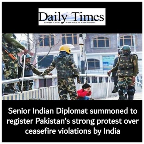 Senior Indian Diplomat Summoned To Register Pakistans Protest Over