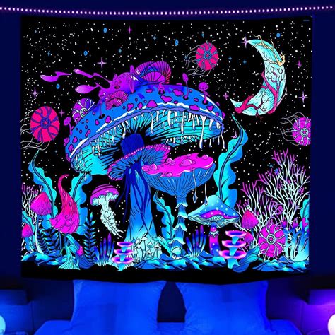 Cuh Uv Reactive Luminous Tapestry Throw Cover Tapestry Wall Hanging