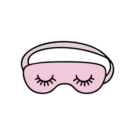 Sleep Mask With Eyelashes Vector Illustration In Doodle Style