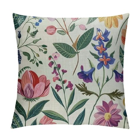 Creowell Spring Floral Pillow Covers 18x18 Inch Watercolor Pink Flowers