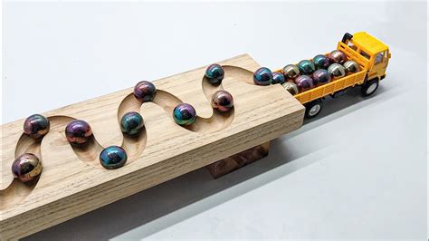 Marble Run Race Marbles Load In Garbage Truck Dump Truck Marble