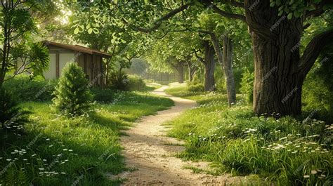 Premium Photo | Tranquil Forest Pathway Nature Landscape Scene