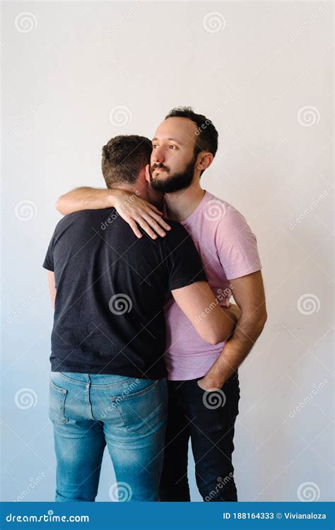 Two Gay Man Hugging Each Other Stock Image Image Of Beard Home