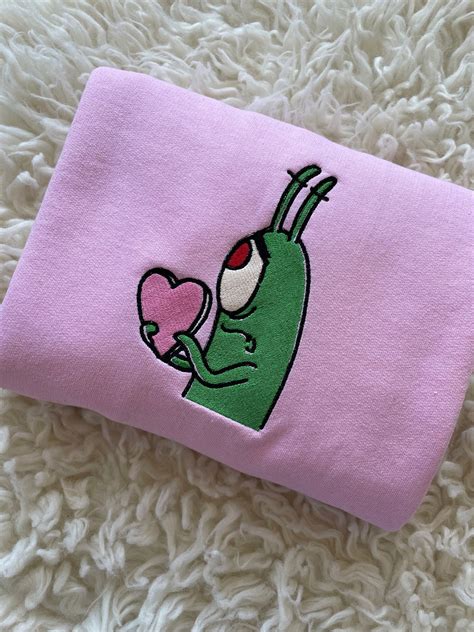 Plankton Heart Embroidered Sweatshirt Love Valentines Day Sweatshirt