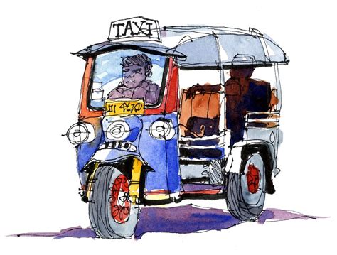 Tuk Tuk Thai Art Drawings James Richards