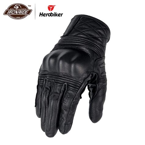 Herobiker Genuine Leather Motorcycle Gloves Men Moto Gloves Touchscreen