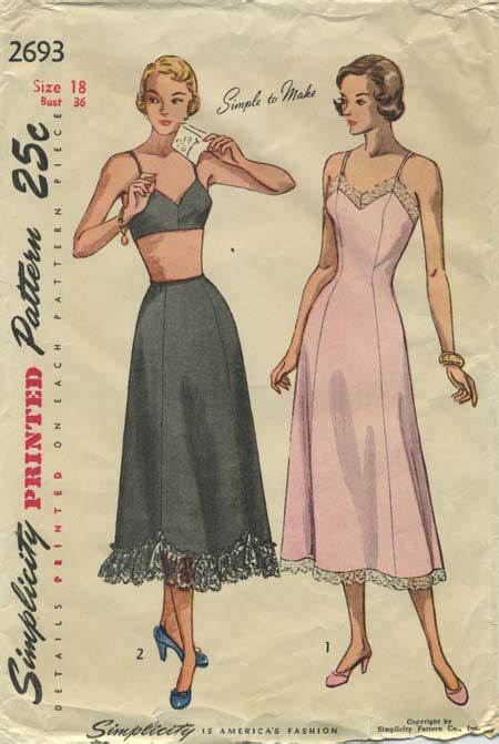 Vintage Lingerie Sewing Pattern Simplicity Year Bust