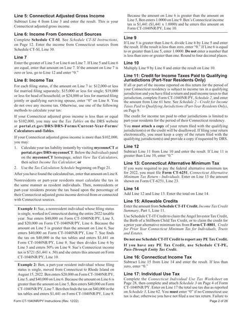 Download Instructions For Form Ct 1040nrpy Connecticut Nonresident And Part Year Resident