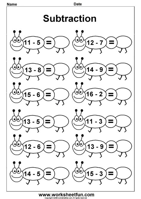 Subtraction 4 Kindergarten Subtraction Worksheets Free Printable