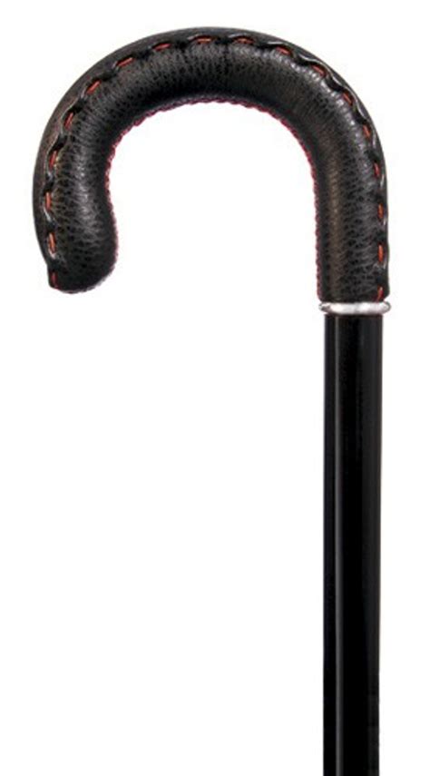Bond Street Italian Black Calf Leather Crook Handle Cane Exquisite Canes