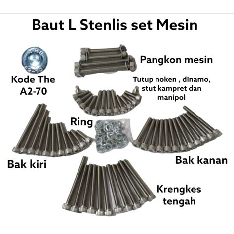 Jual Baut L Stenlis Set Mesin Kode The A Pnp Cb Gl Mp Tiger