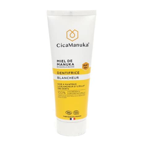 CicaManuka Dentifrice Blancheur éclat au miel de manuka bio Sans fluor